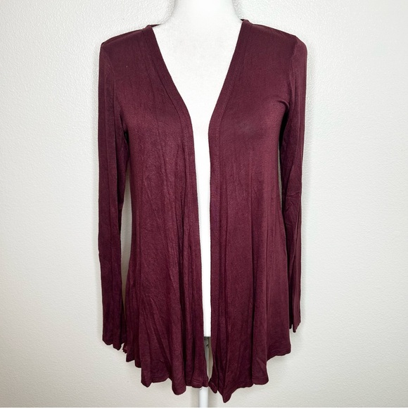 B Collection by Bobeau Womens Burgundy Open Front Lightweight Cardigan Size S - Picture 1 of 9